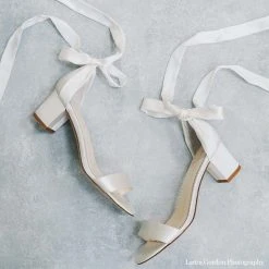 ARDELIA Wedding Open Toe Ankle Wrap Block Heels