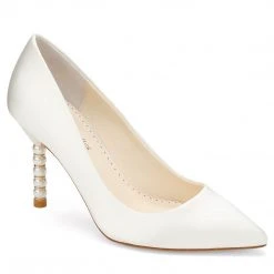AUDREY IVORY Ivory Pumps With Pearl & Gold Ring Heels Wedding