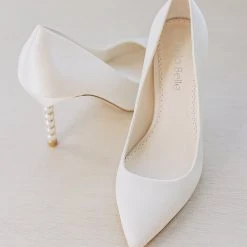 AUDREY IVORY Ivory Pumps With Pearl & Gold Ring Heels Wedding