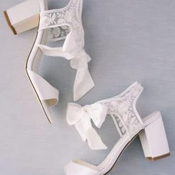 CAMILA Wedding Bridal Shoes Open Toe Block Heel Sandal