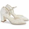 CHELSEA IVORY Lace Ivory Block Heel Wedding Shoes
