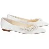 DAISY IVORY Ivory Wedding Shoes Flats, Pearl Detail Bridal Shoes