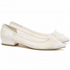 ISABELLA Bridal Embroidered Lace Ballet Flats