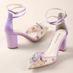 ELIZA Wedding Lavender Butterfly Garden Block Heels