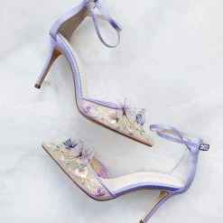 EVE Lavender Butterfly Heels, Garden Party Shoes Wedding