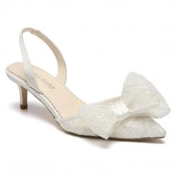 FELICITY Lace Bow Slingback Kitten Heel Wedding