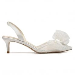 FELICITY Lace Bow Slingback Kitten Heel Wedding