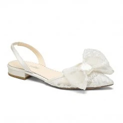FIORELLA Flat Lace Slingback Shoes With Bow 3 FIORELLA Flat Lace Slingback Shoes With Bow