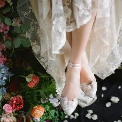 Blush Evening Shoes, Floral Wedding Shoes By Claire Pettibone