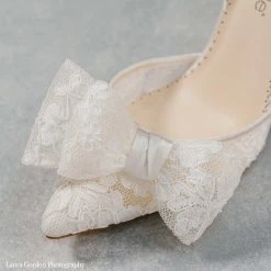 FRANCESCA Lace Slingback Wedding Shoes With Bow