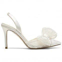 FRANCESCA Lace Slingback Wedding Shoes With Bow
