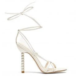 GIADA White Tie Up Pearl Heel Shoes Wedding 2 GIADA White Tie Up Pearl Heel Shoes Wedding