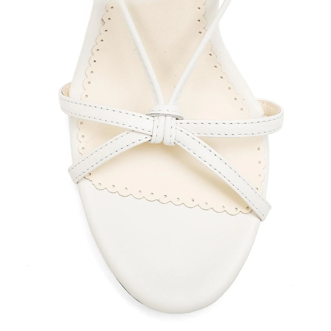 GIADA White Tie Up Pearl Heel Shoes Wedding GIADA White Tie Up Pearl Heel Shoes Wedding