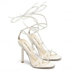 GIADA White Tie Up Pearl Heel Shoes Wedding