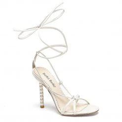 GIADA White Tie Up Pearl Heel Shoes Wedding 3 GIADA White Tie Up Pearl Heel Shoes Wedding