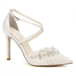 HELEN Pleated Tulle Flower Wedding Shoes