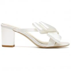 IMANI Wedding Ivory Bow Low Block Mules Sandals