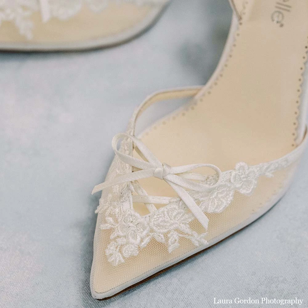 JULIETTE Wedding Lace Kitten Heel Slingback Pumps JULIETTE Wedding Lace Kitten Heel Slingback Pumps