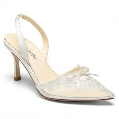 JULIETTE Wedding Lace Kitten Heel Slingback Pumps 3 JULIETTE Wedding Lace Kitten Heel Slingback Pumps