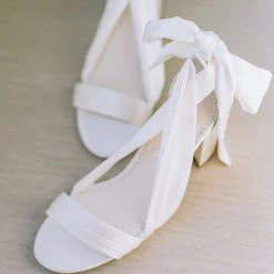 KELLY Open Toe White Ribbon Heels For Weddings 6 KELLY Open Toe White Ribbon Heels For Weddings