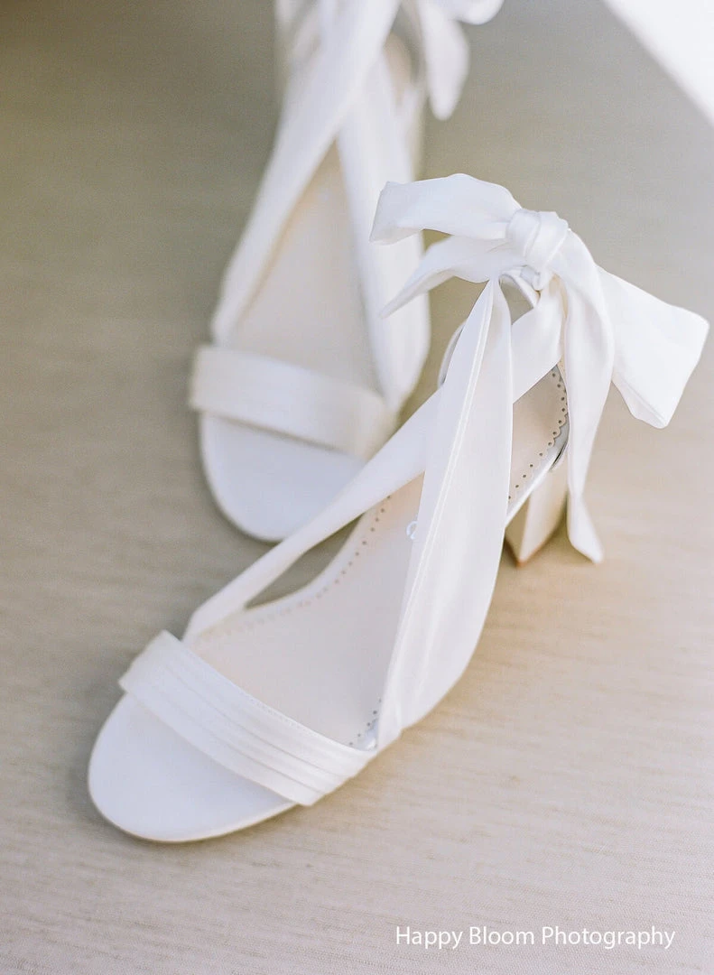 KELLY Open Toe White Ribbon Heels For Weddings KELLY Open Toe White Ribbon Heels For Weddings