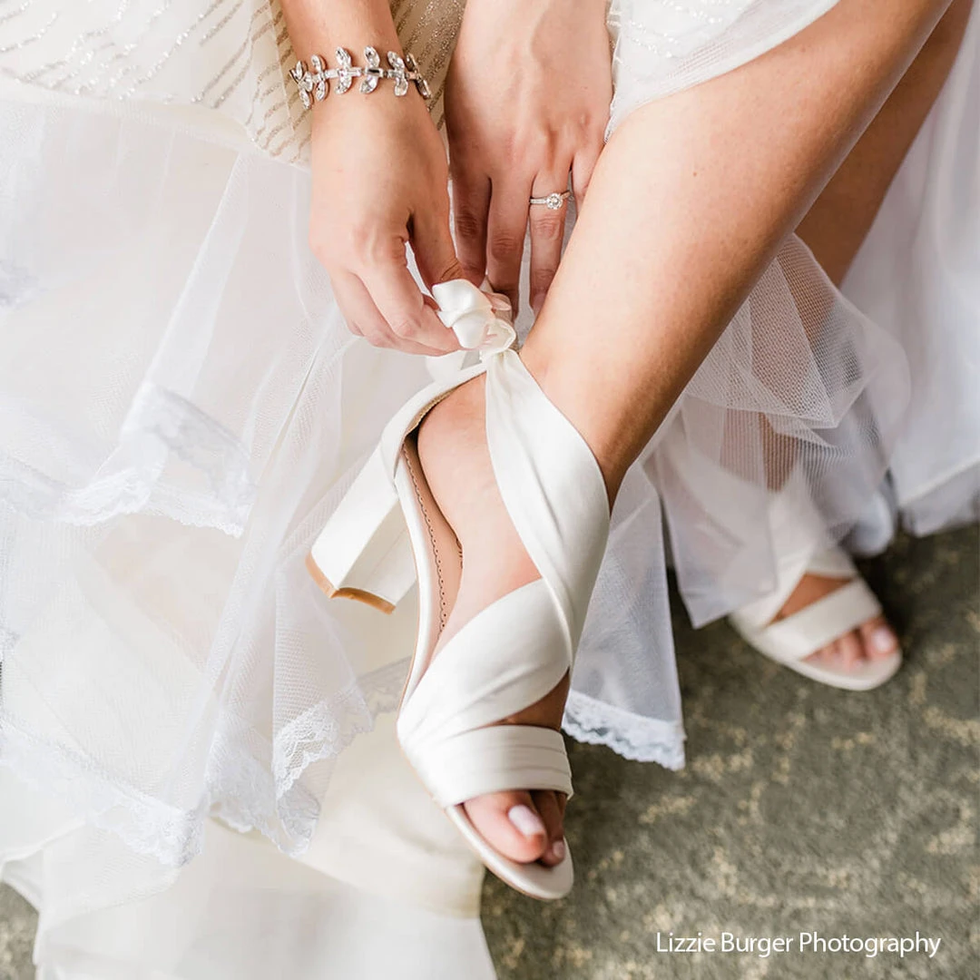 KELLY Open Toe White Ribbon Heels For Weddings KELLY Open Toe White Ribbon Heels For Weddings