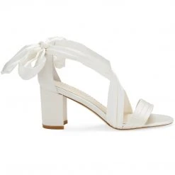 KELLY Open Toe White Ribbon Heels For Weddings 2 KELLY Open Toe White Ribbon Heels For Weddings