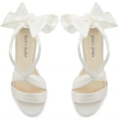 KELLY Open Toe White Ribbon Heels For Weddings 4 KELLY Open Toe White Ribbon Heels For Weddings