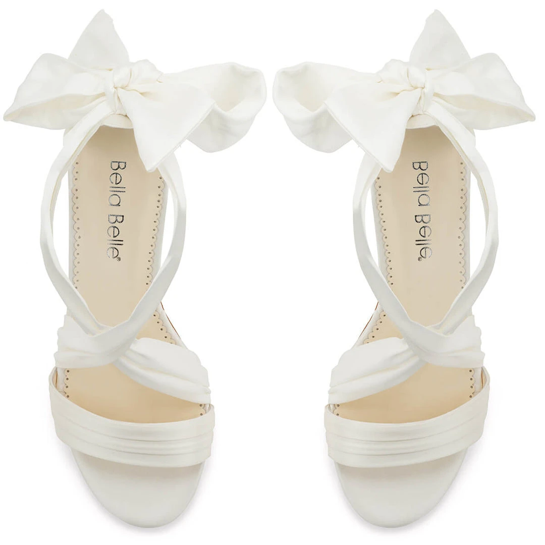 KELLY Open Toe White Ribbon Heels For Weddings KELLY Open Toe White Ribbon Heels For Weddings