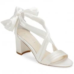 KELLY Open Toe White Ribbon Heels For Weddings 3 KELLY Open Toe White Ribbon Heels For Weddings