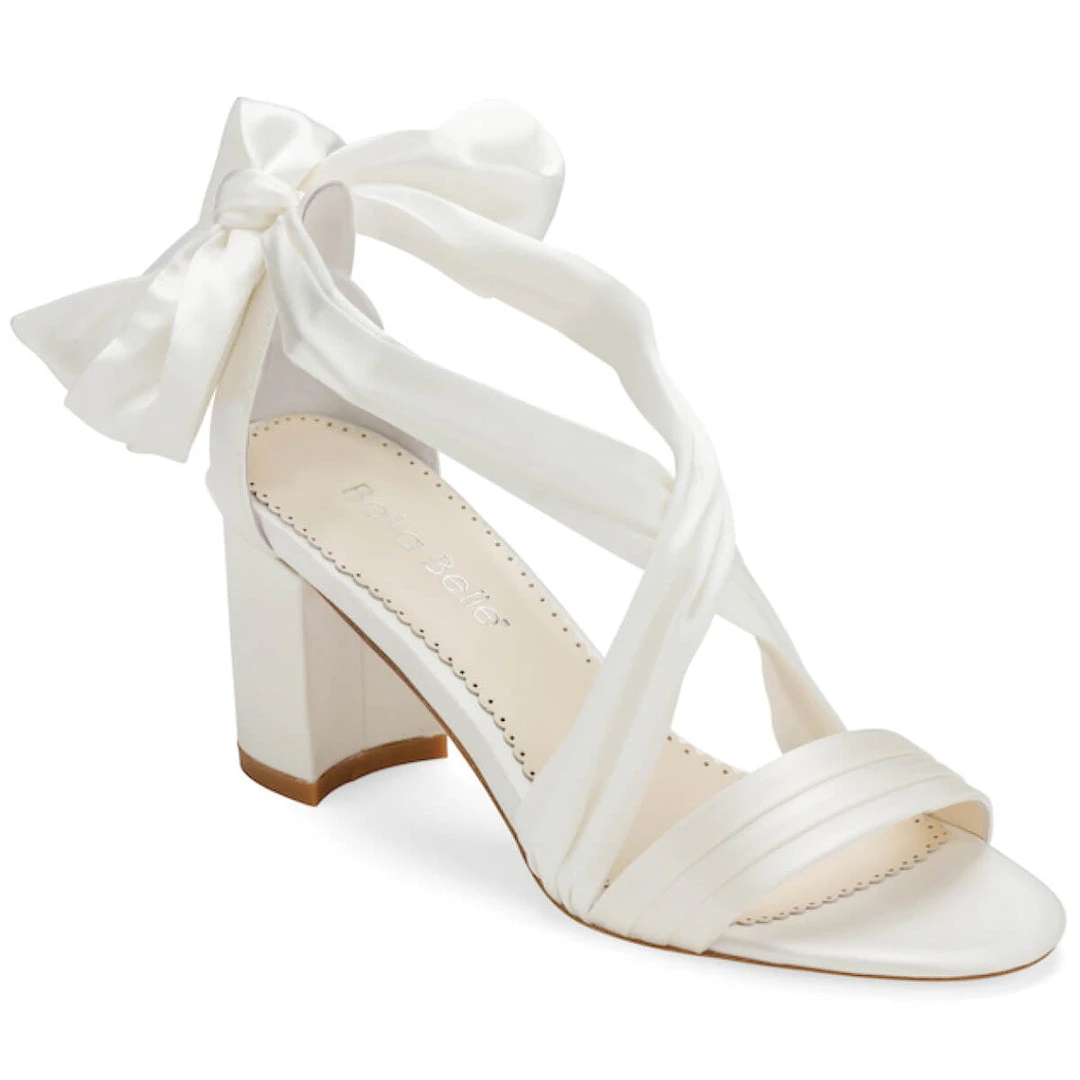 KELLY Open Toe White Ribbon Heels For Weddings KELLY Open Toe White Ribbon Heels For Weddings