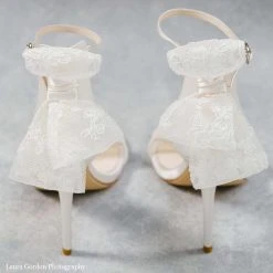 LEILA Lace Bow Wedding Shoes With Stiletto Heel 6 LEILA Lace Bow Wedding Shoes With Stiletto Heel