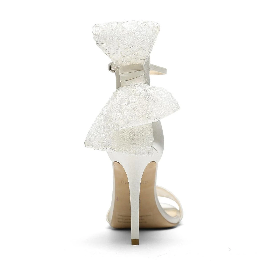 LEILA Lace Bow Wedding Shoes With Stiletto Heel LEILA Lace Bow Wedding Shoes With Stiletto Heel
