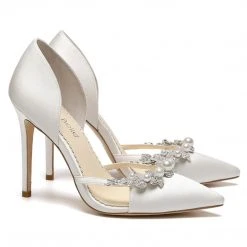 LILIAN Wedding D’Orsay Silk Pearl And Crystal Heels
