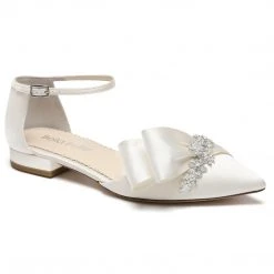 MARCIA Flat Wedding Shoes With Crystal And Bow