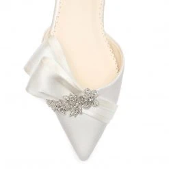 MARGO Ivory Flower Crystal Embellished Block Heels