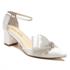 MARGO Ivory Flower Crystal Embellished Block Heels
