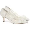 MONICA Floral Lace Low Heel Shoes Wedding