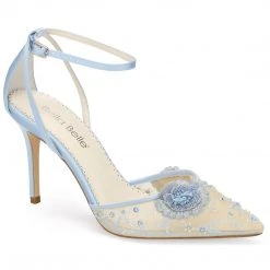 NORAH BLUE Blue Flower Ankle Strap Heels Wedding