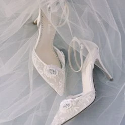 NORAH IVORY Ivory Flower Shoes With Sequined Petals Wedding