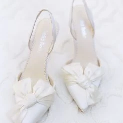 REESE Wedding Pointed Toe Heels With Bow For Brides