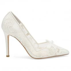SOPHIA White Flower Wedding Shoes Lace Heels 2 SOPHIA White Flower Wedding Shoes Lace Heels