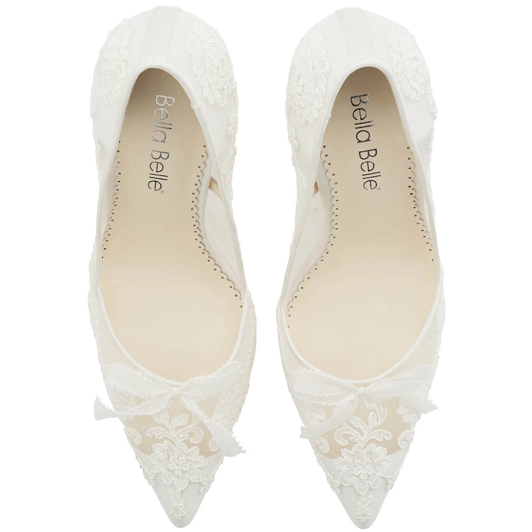 SOPHIA White Flower Wedding Shoes Lace Heels SOPHIA White Flower Wedding Shoes Lace Heels
