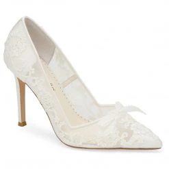 SOPHIA White Flower Wedding Shoes Lace Heels 3 SOPHIA White Flower Wedding Shoes Lace Heels
