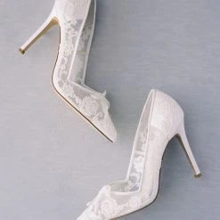 SOPHIA White Flower Wedding Shoes Lace Heels 7 SOPHIA White Flower Wedding Shoes Lace Heels