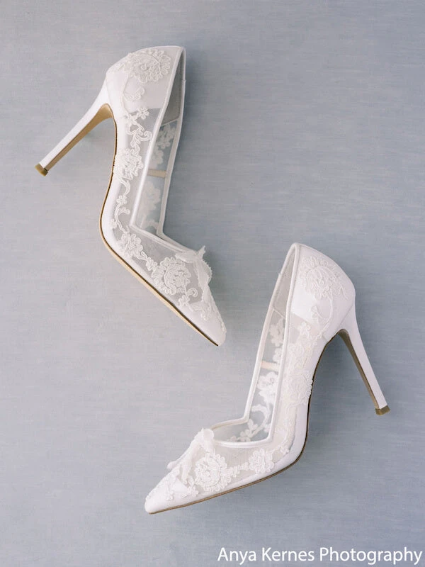 SOPHIA White Flower Wedding Shoes Lace Heels SOPHIA White Flower Wedding Shoes Lace Heels