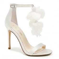 WISTERIA Chiffon Flower Drape Ankle Strap Heels Wedding