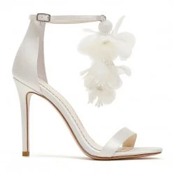 WISTERIA Chiffon Flower Drape Ankle Strap Heels Wedding
