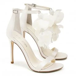 WISTERIA Chiffon Flower Drape Ankle Strap Heels Wedding
