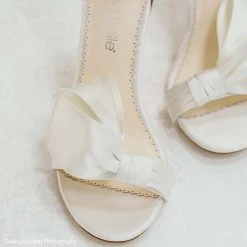 ZOEY Asymmetrical Open Toe Bow Wedding Heels